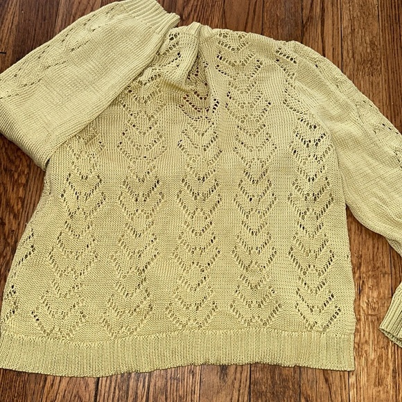 Peruvian connection 100% Pima cotton eyelet button crop cardigan key lime green - Picture 6 of 6